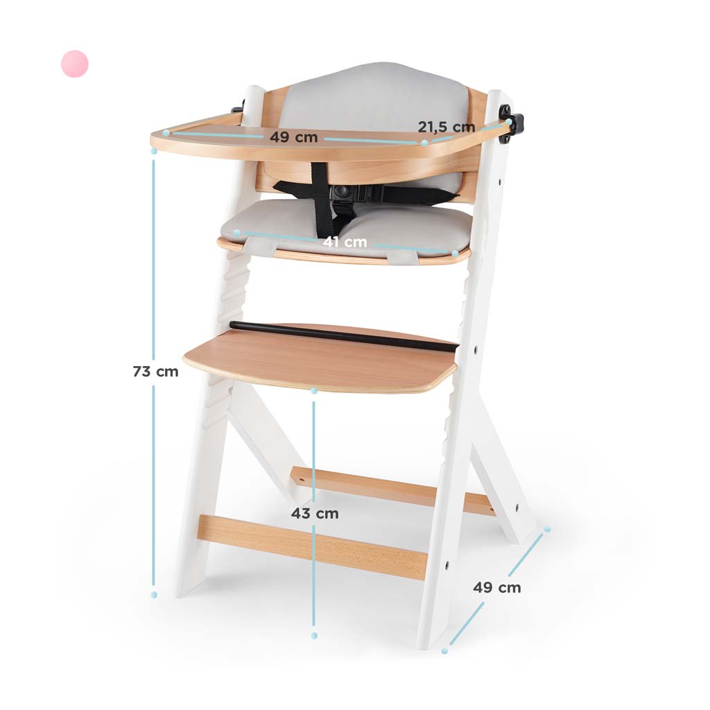 KINDERKRAFT Židlička jídelní Enock s polstrováním White wooden, Premium