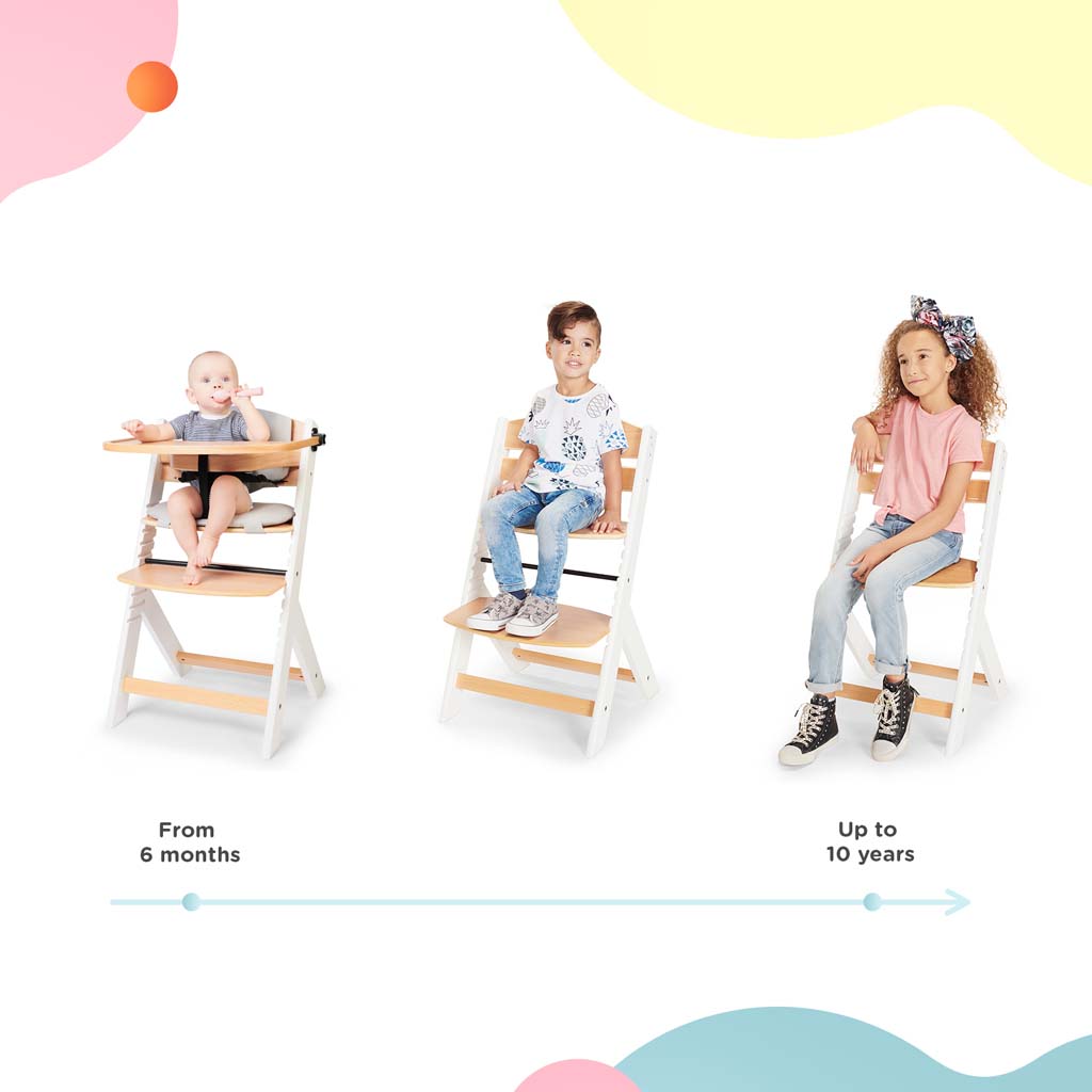KINDERKRAFT Židlička jídelní Enock s polstrováním White wooden, Premium