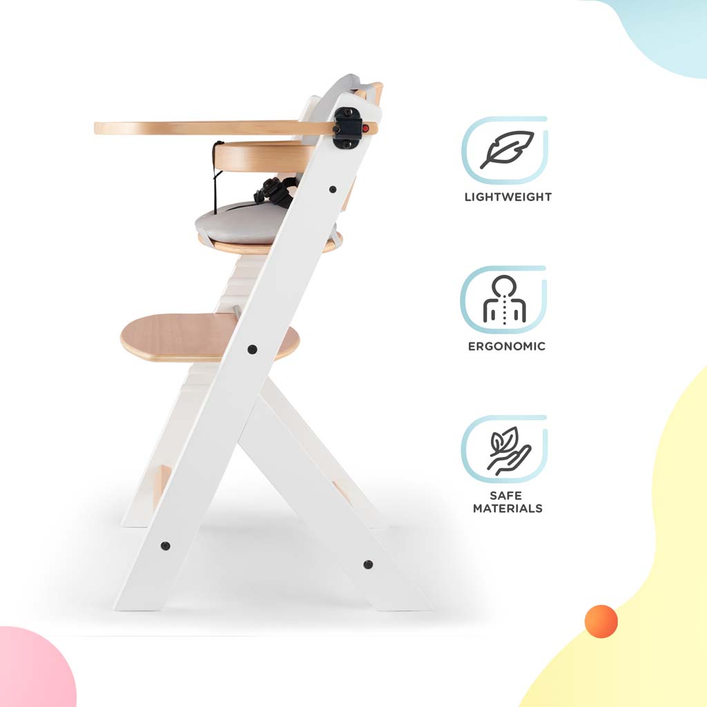 KINDERKRAFT Židlička jídelní Enock s polstrováním White wooden, Premium