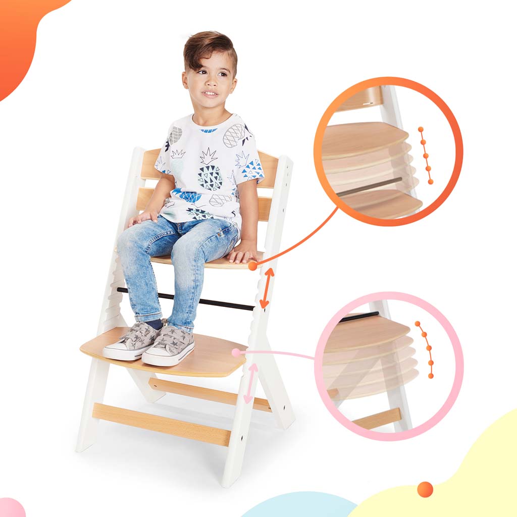 KINDERKRAFT Židlička jídelní Enock s polstrováním White wooden, Premium