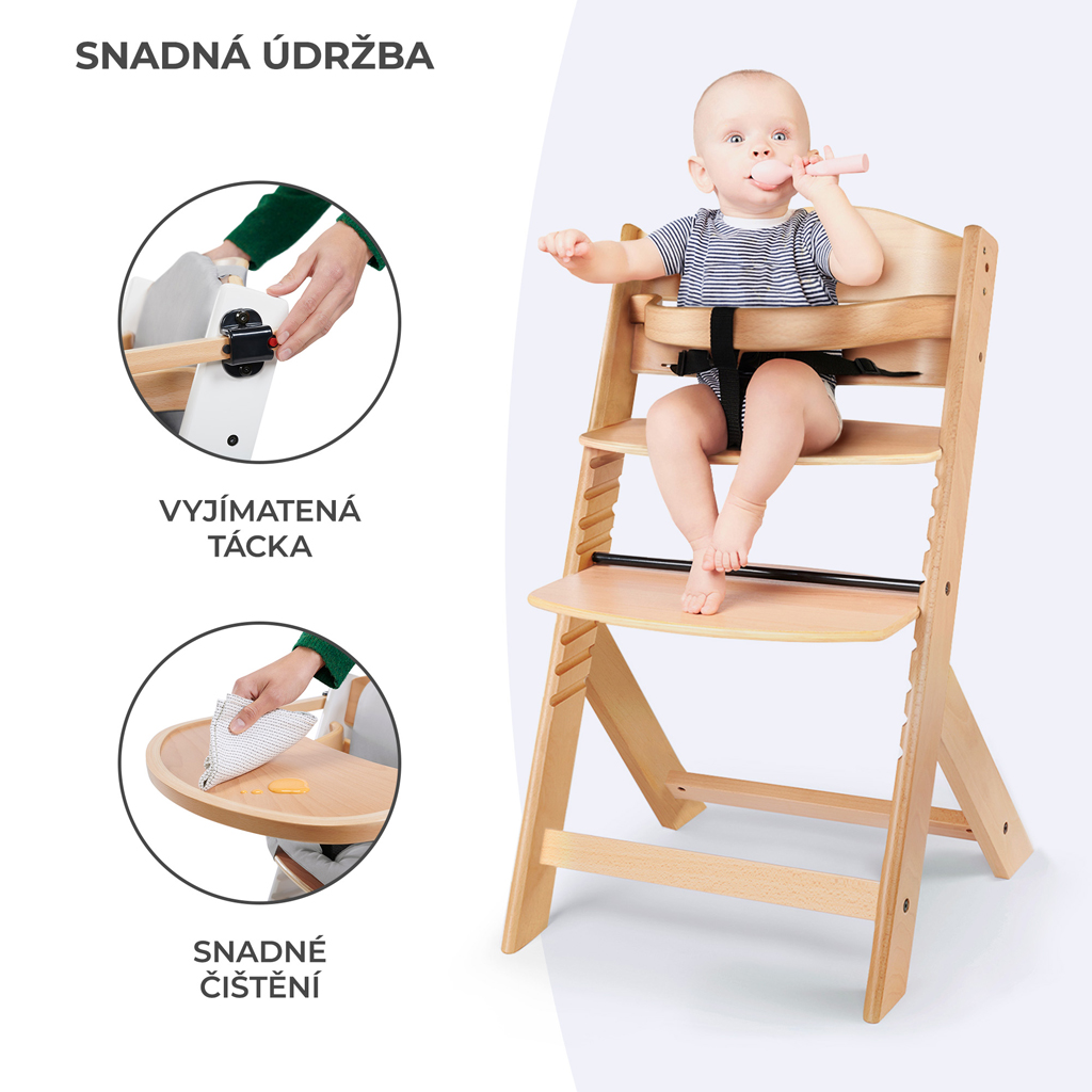 KINDERKRAFT Židlička jídelní Enock White wooden, Premium