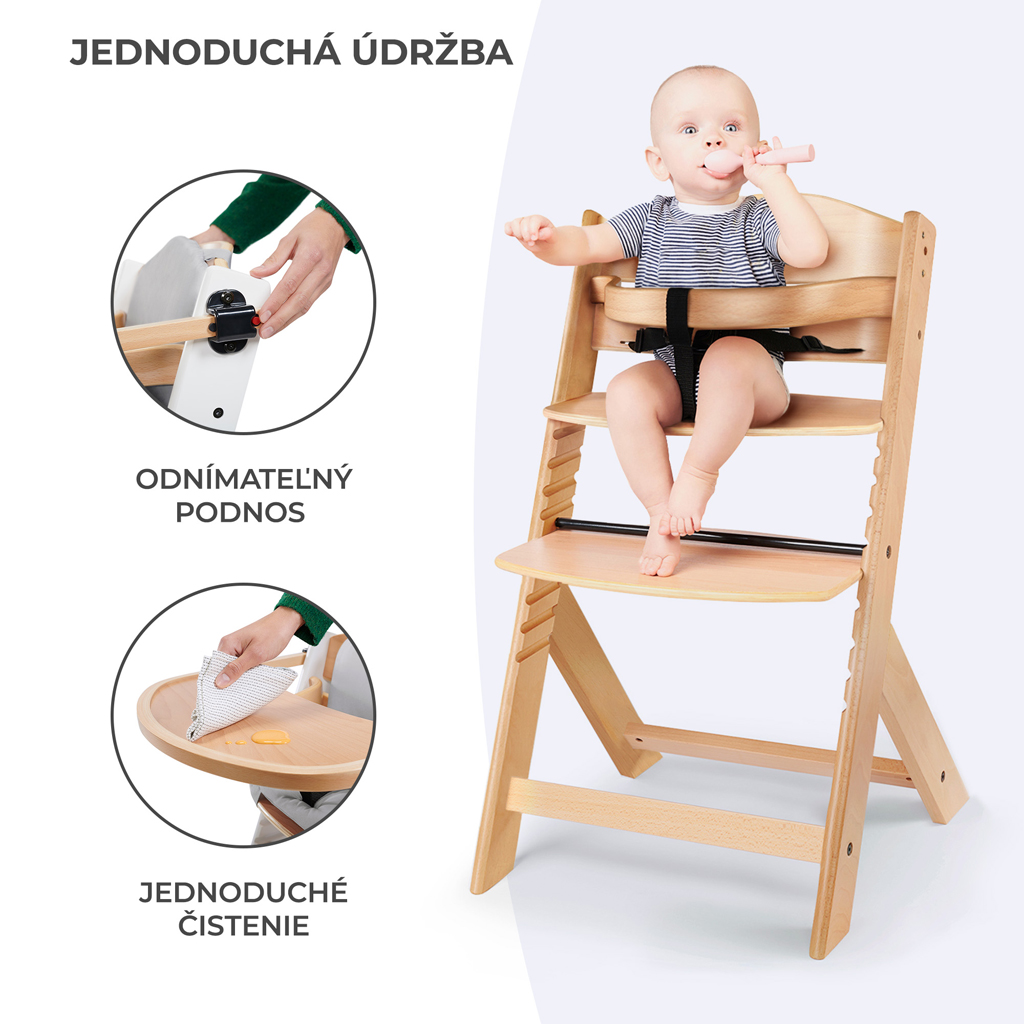 KINDERKRAFT Židlička jídelní Enock White wooden, Premium