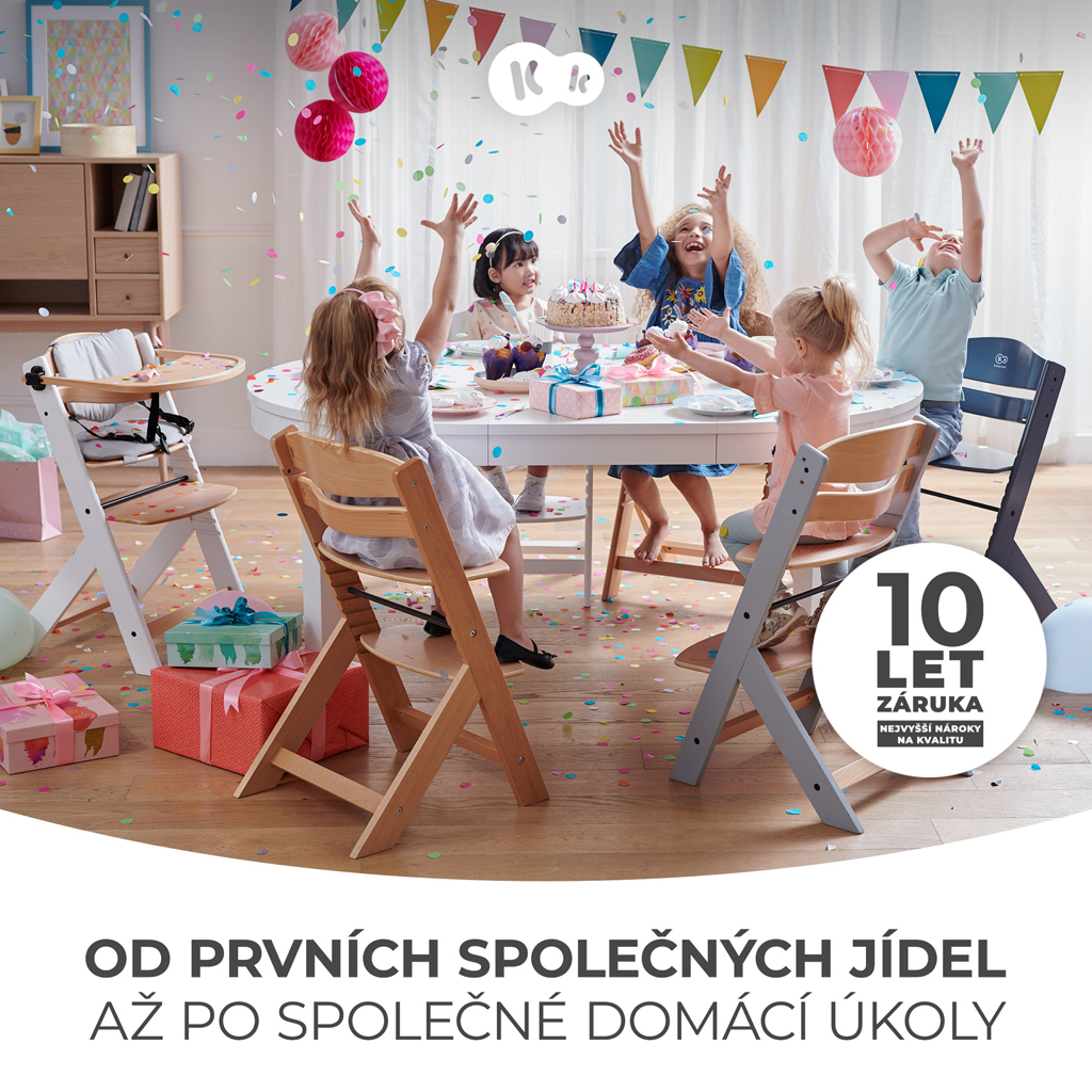 KINDERKRAFT Židlička jídelní Enock White wooden, Premium