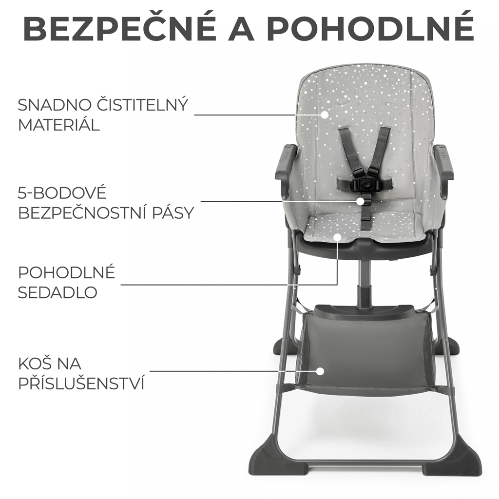 KINDERKRAFT Židlička jídelní Foldee Grey