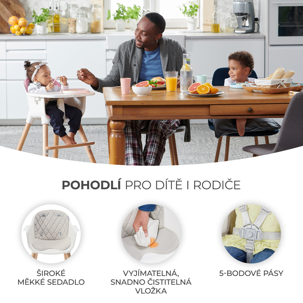 KINDERKRAFT Židlička jídelní Sienna grey