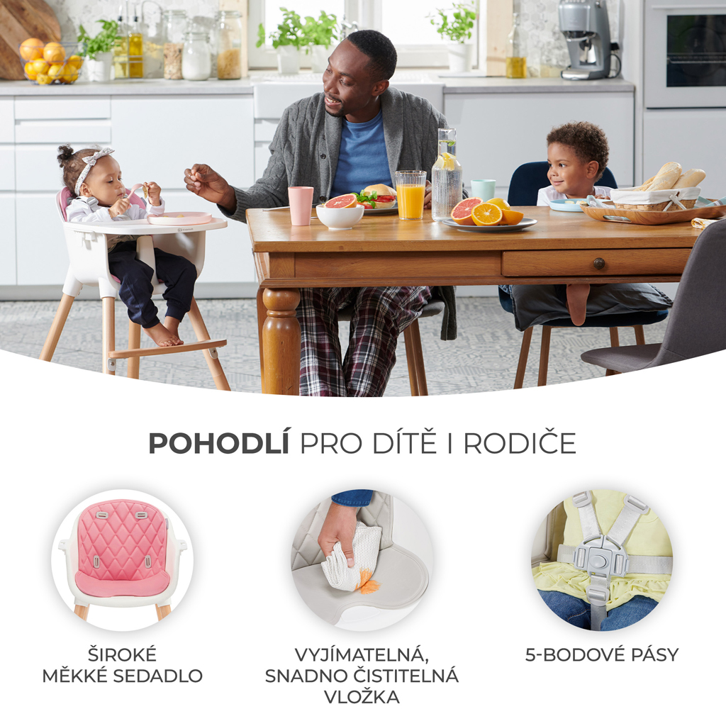 KINDERKRAFT Židlička jídelní Sienna pink