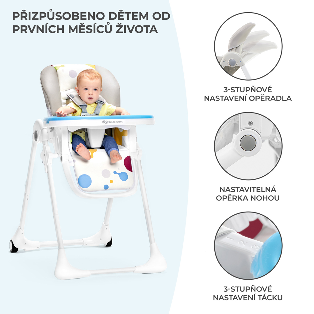 KINDERKRAFT Židlička jídelní Yummy Grey