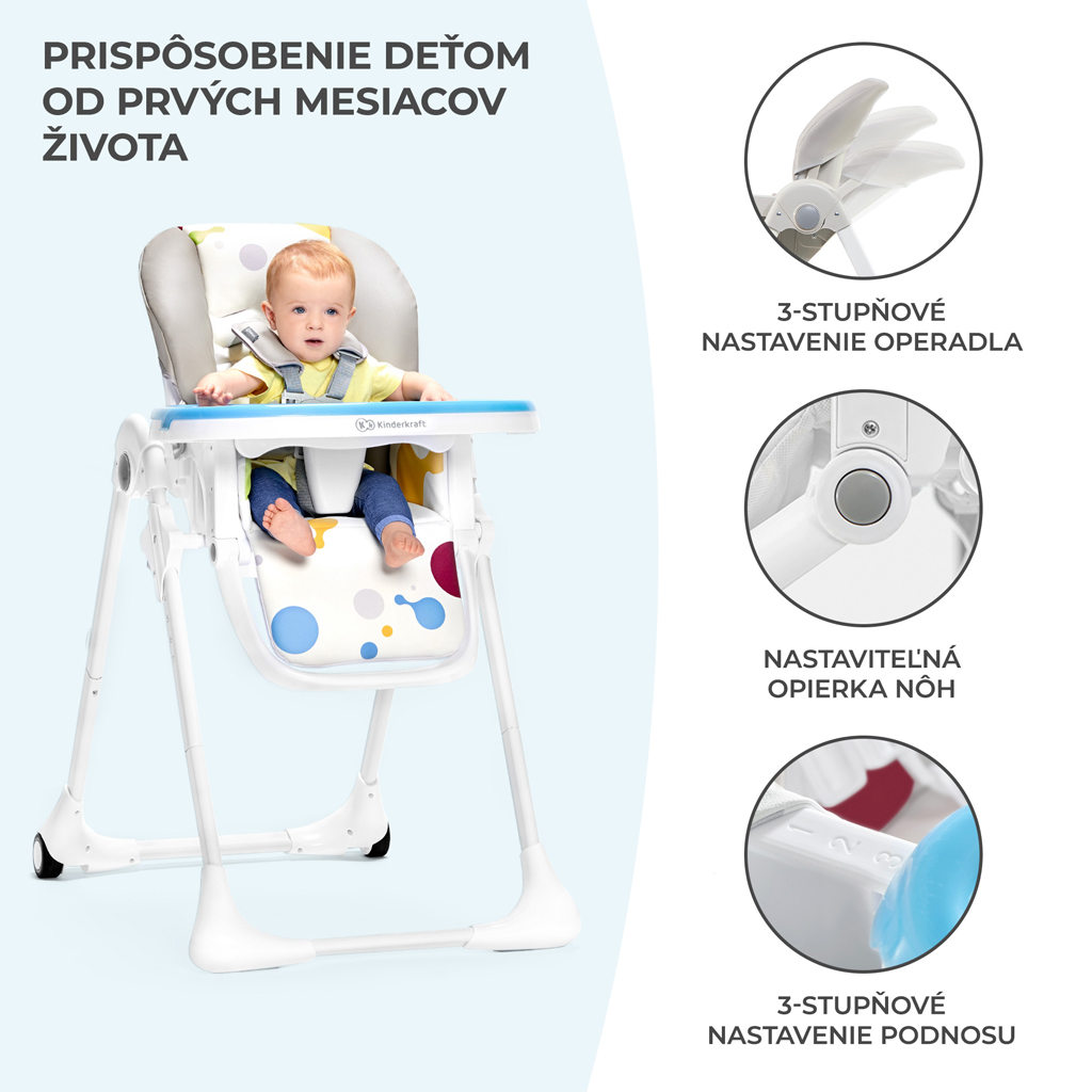 KINDERKRAFT Židlička jídelní Yummy Grey