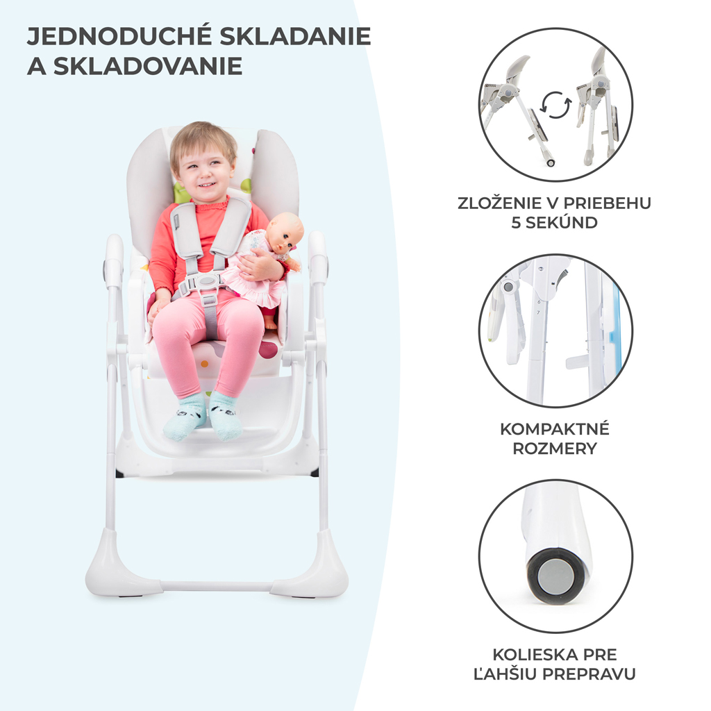 KINDERKRAFT Židlička jídelní Yummy Grey