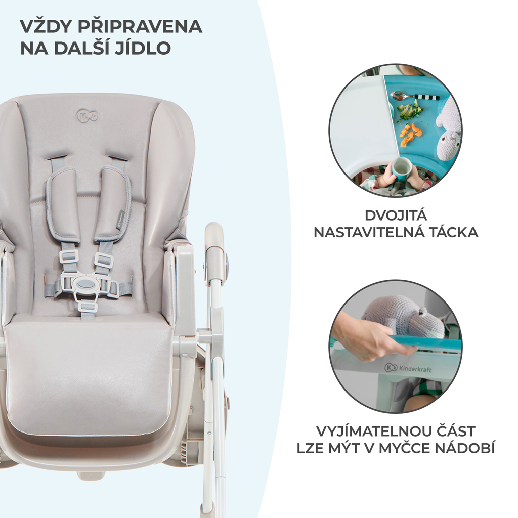 KINDERKRAFT Židlička jídelní Yummy Grey