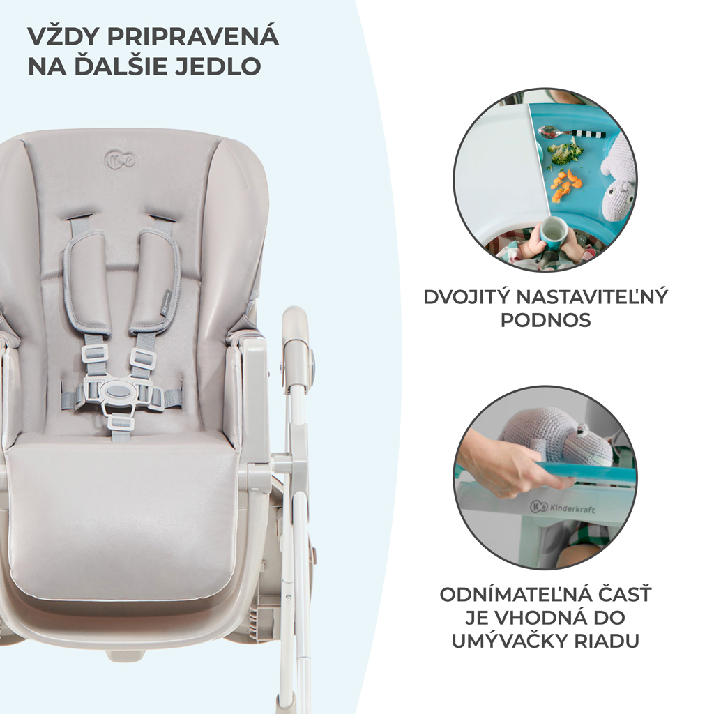 KINDERKRAFT Židlička jídelní Yummy Grey