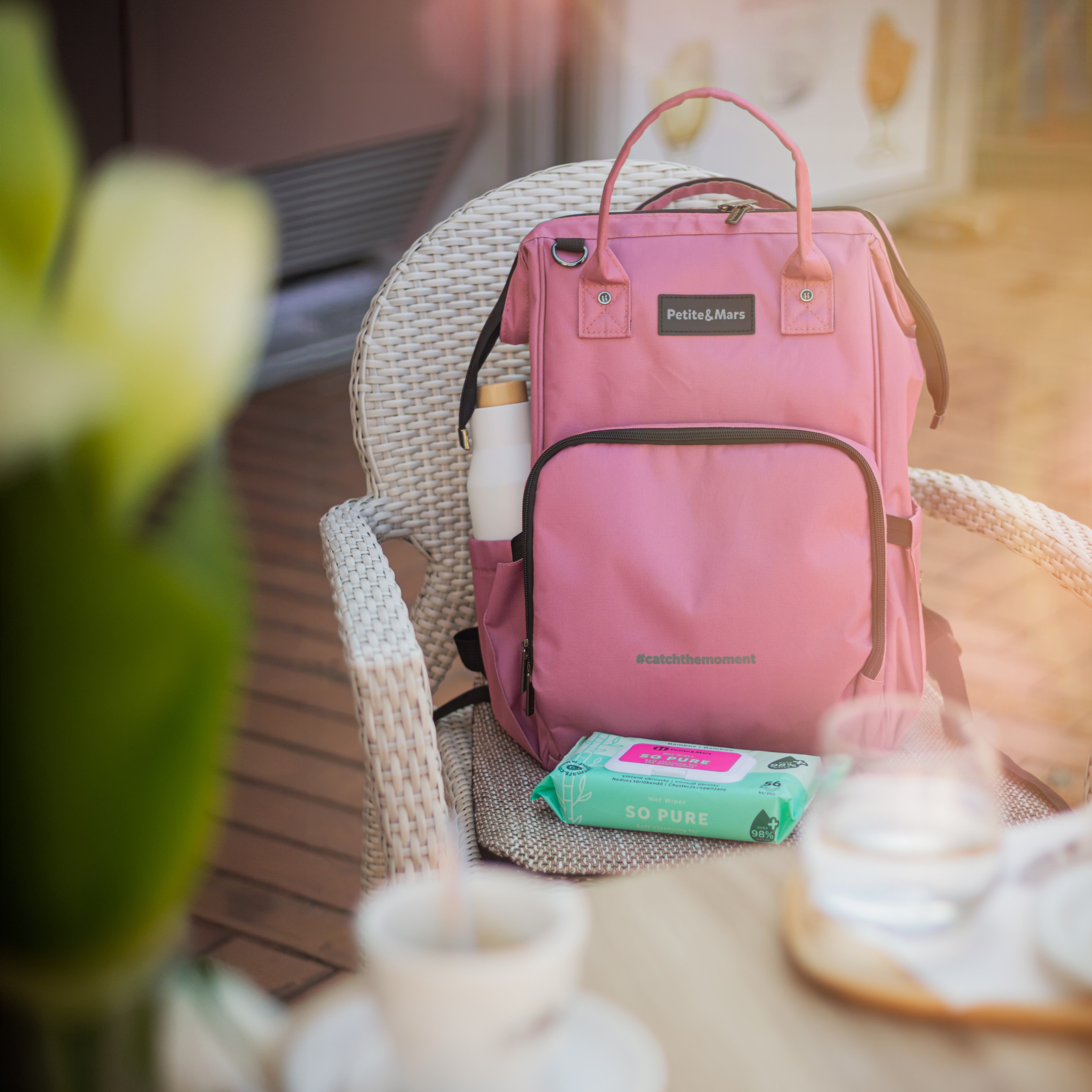 PETITE&amp;MARS Batoh přebalovací na kočárek Jack - série Catchthemoment Dusty Rose
