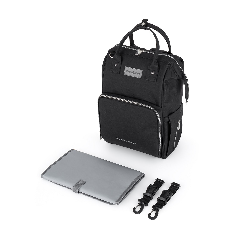 PETITE&amp;MARS Batoh přebalovací na kočárek JACK - série Catchthemoment  Just Black