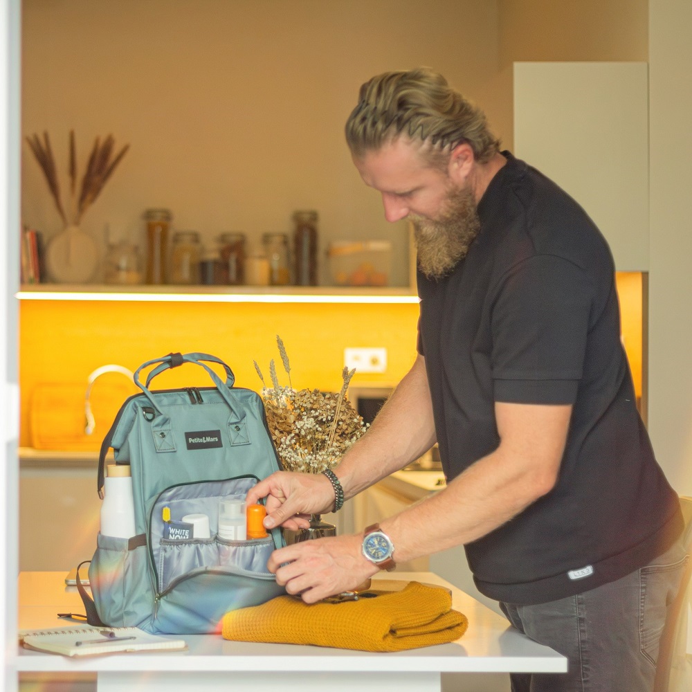 PETITE&amp;MARS Batoh přebalovací na kočárek Jack - série Catchthemoment Misty Green