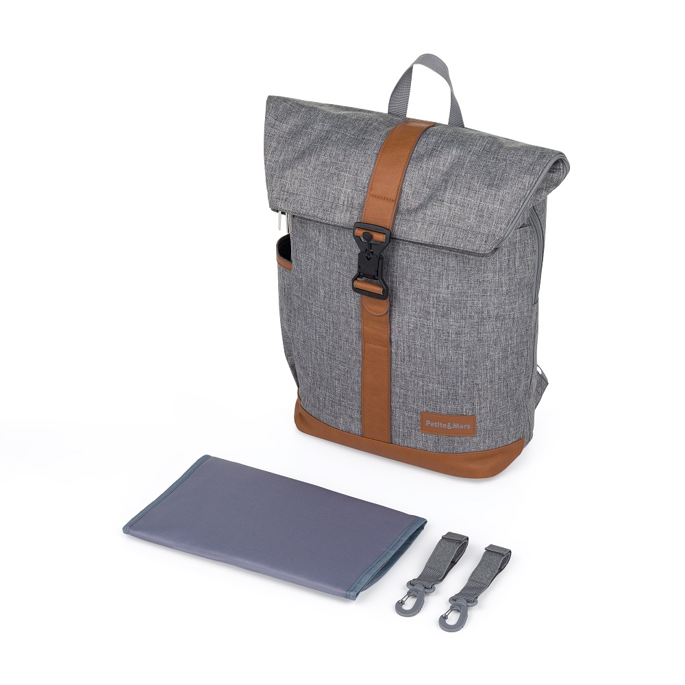 PETITE&amp;MARS Batoh přebalovací na kočárek Jackob Ultimate Grey