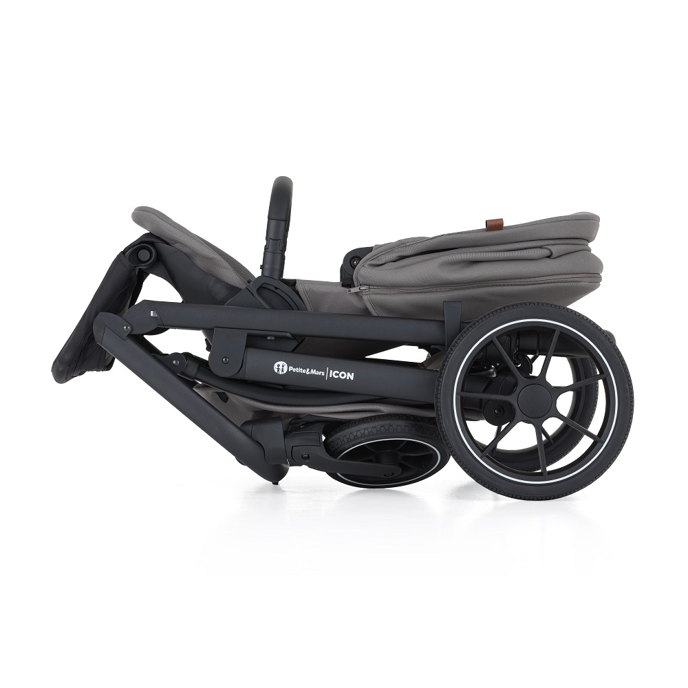 PETITE&amp;MARS Kočárek kombinovaný ICON 2v1 Dove Grey XXL RWS + Core Pro i-Size Black Grey + Báze