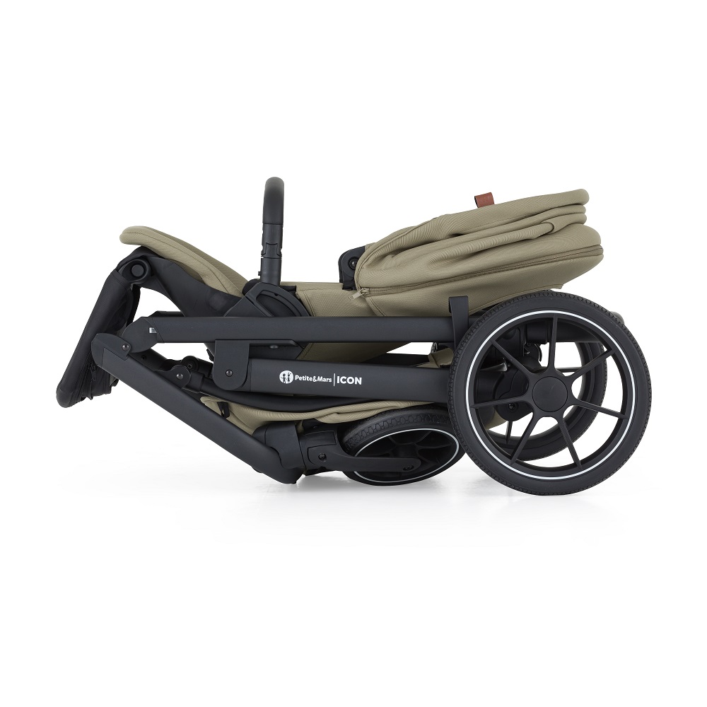 PETITE&amp;MARS Kočárek kombinovaný ICON 2v1 Mossy Green XXL RWS + Core Pro i-Size Black Grey + Báze