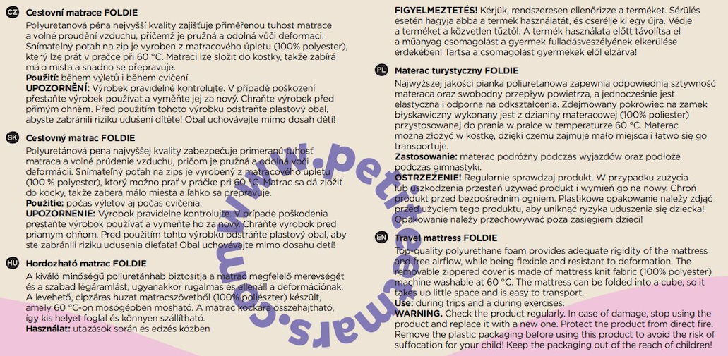 PETITE&amp;MARS Matrace cestovní skládací Foldie White