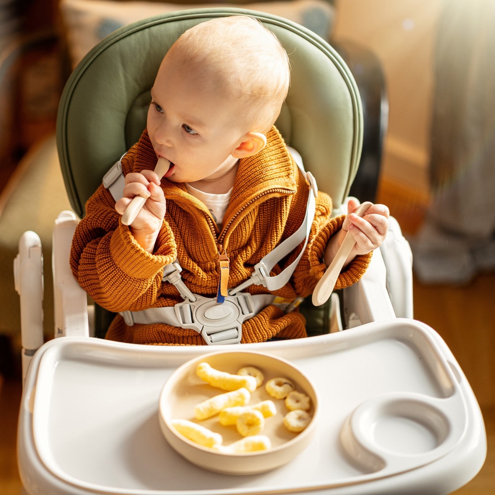 PETITE&amp;MARS Potah sedáku a podnos k dětské židličke Gusto Mature Olive