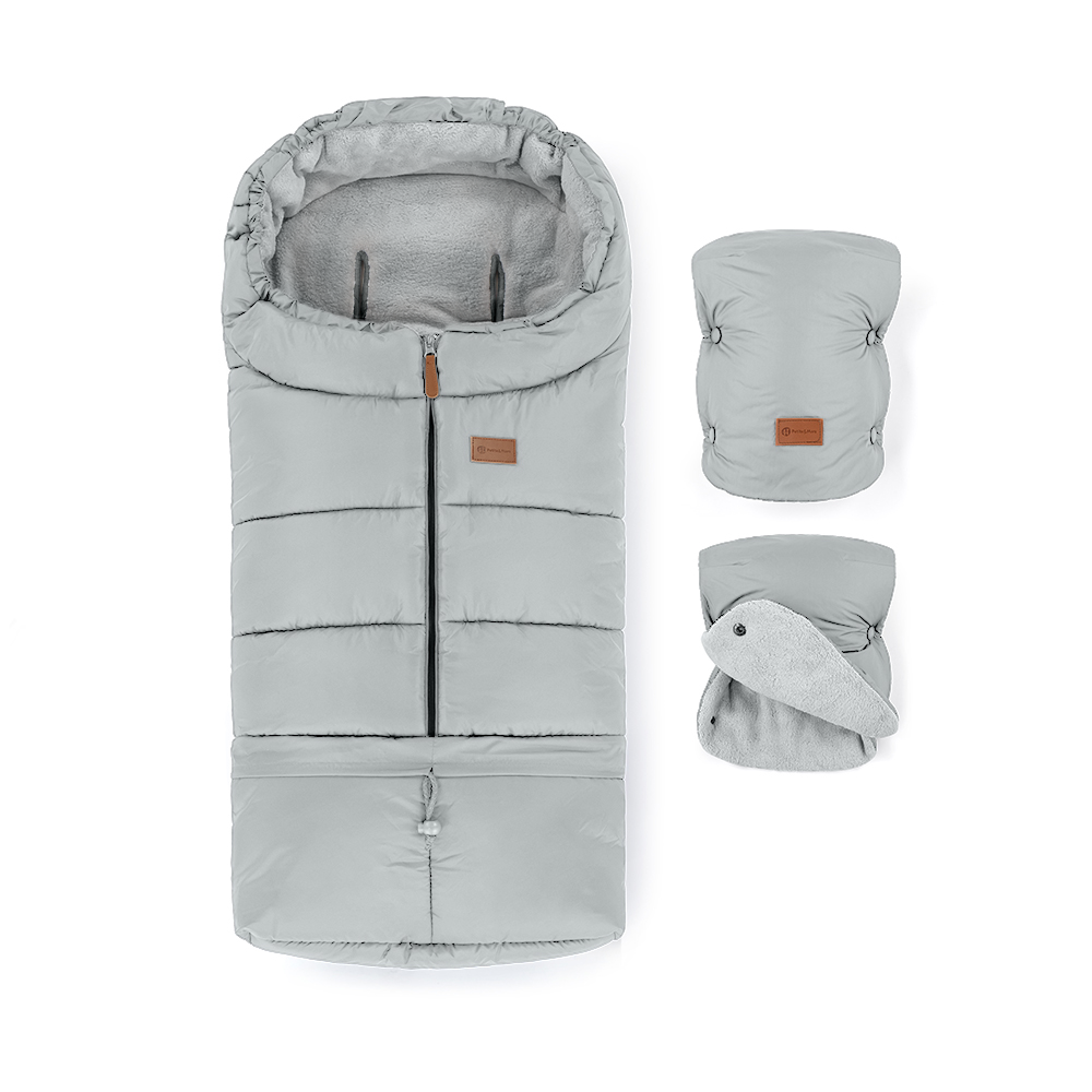 PETITE&amp;MARS Set zimní fusak Jibot 3v1 + rukavice na kočárek Jasie Quiet Grey
