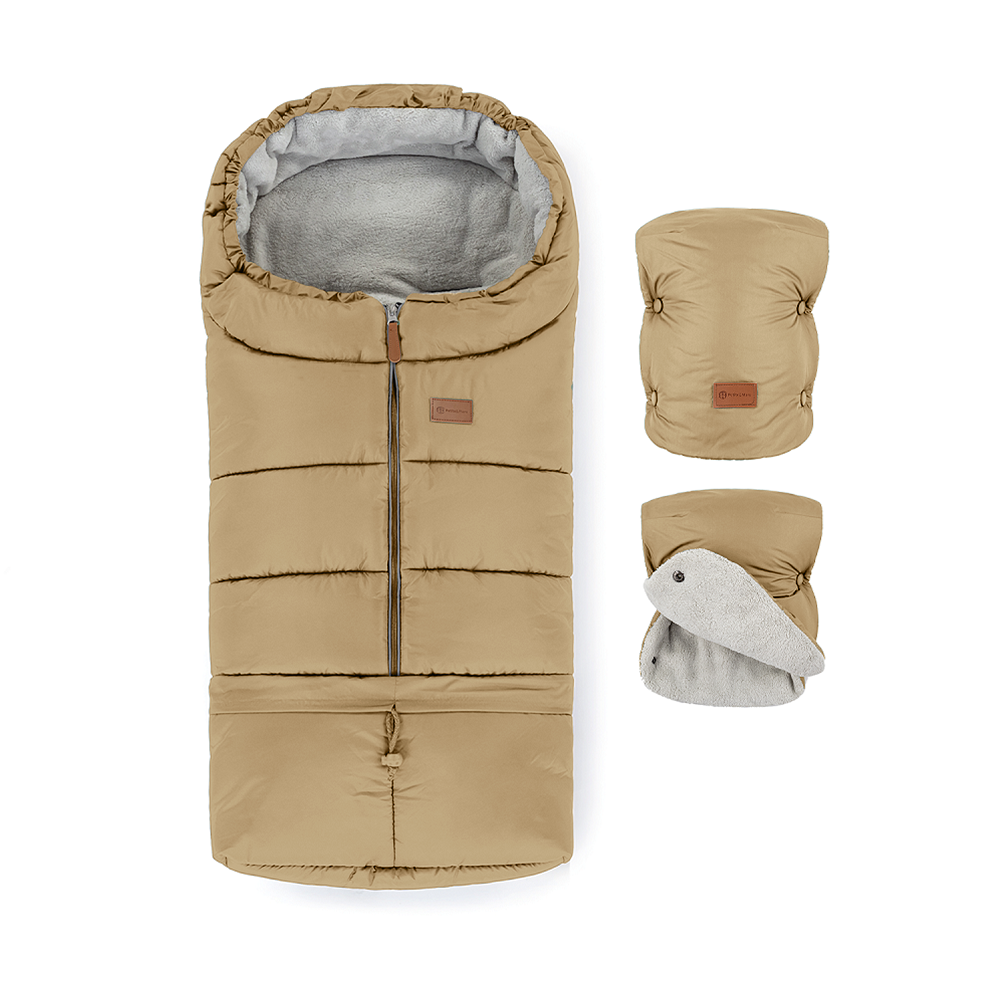 PETITE&amp;MARS Set zimní fusak Jibot 3v1 + rukavice na kočárek Jasie Sweet Toffee