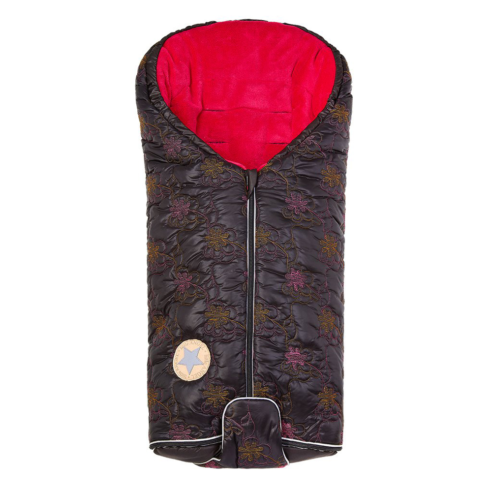 LITTLE ANGEL Fusak Exclusive prošev Mazlík Outlast® 45x90cm,50x100cm černá kytky/růžová