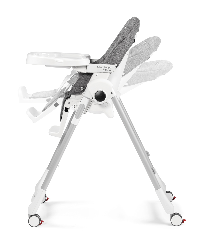 PEG PÉREGO Židlička jídelní Prima Pappa Follow Me Wonder Grey 2022+hrazda zdarma