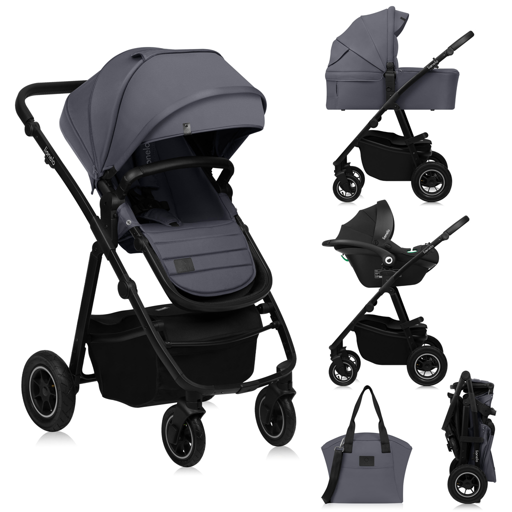 LIONELO Kočárek kombinovaný Amber Plus 3v1 Grey Graphite