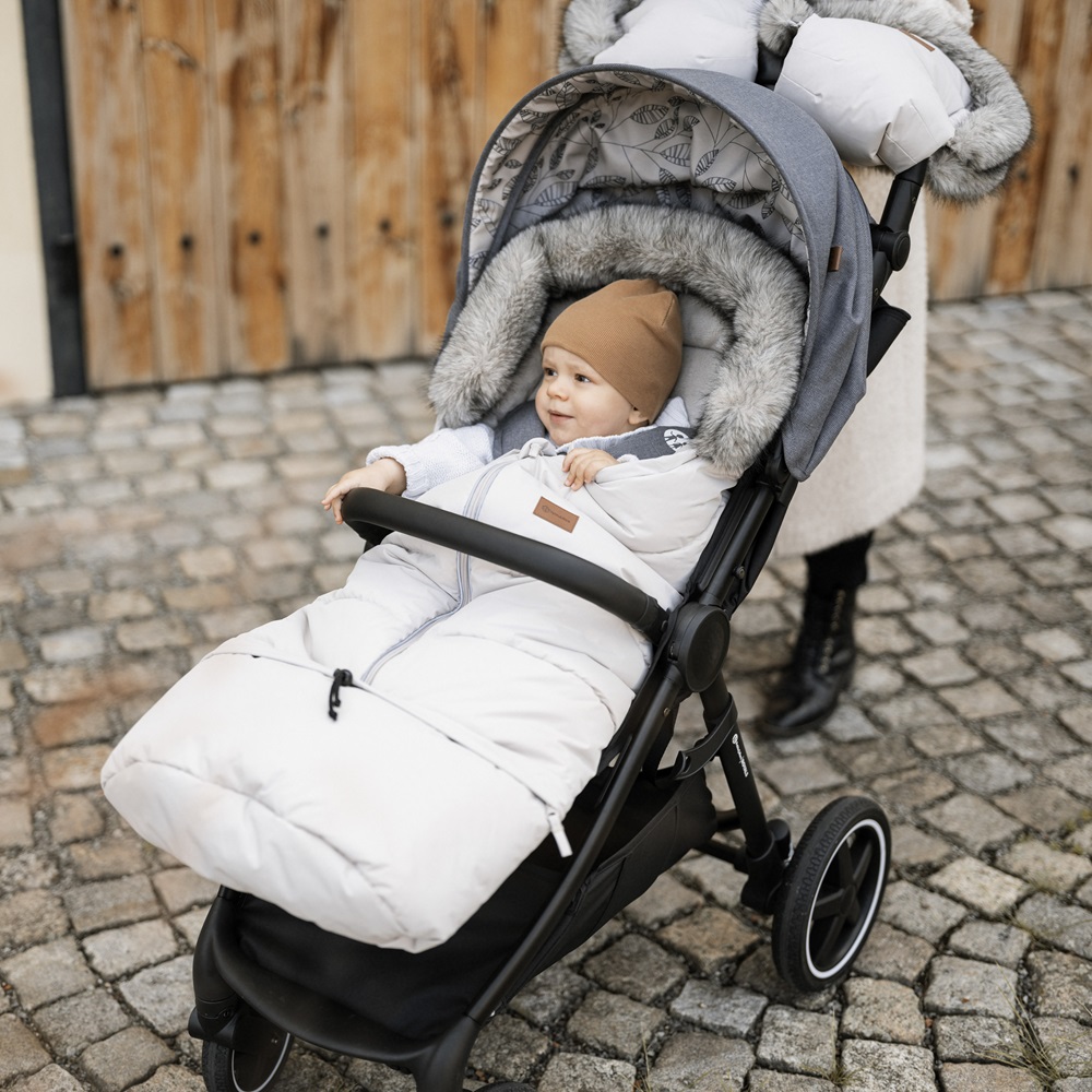 PETITE&amp;MARS Set zimní fusak Arctic 4v1 + rukavice na kočárek Furry Forever Black