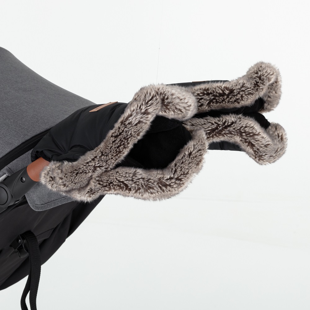 PETITE&amp;MARS Set zimní fusak Arctic 4v1 + rukavice na kočárek Furry Forever Black