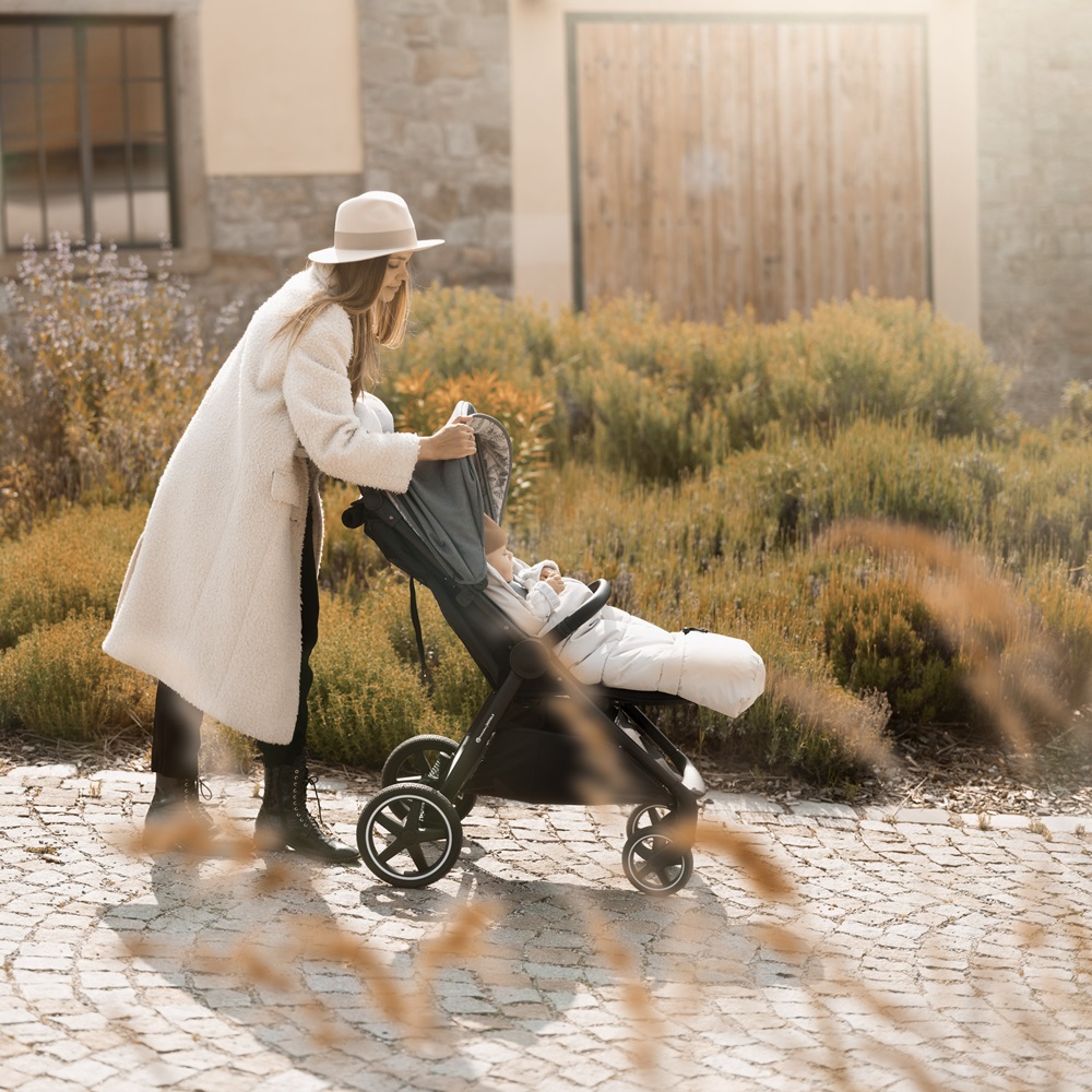 PETITE&amp;MARS Set zimní fusak Arctic 4v1 + rukavice na kočárek Furry Mocha Mousse