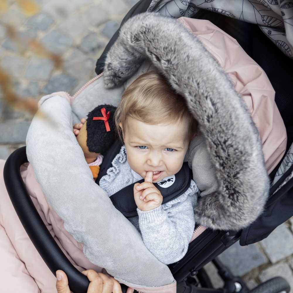 PETITE&amp;MARS Set zimní fusak Comfy 4v1 + rukavice na kočárek Furry Champagne Shower