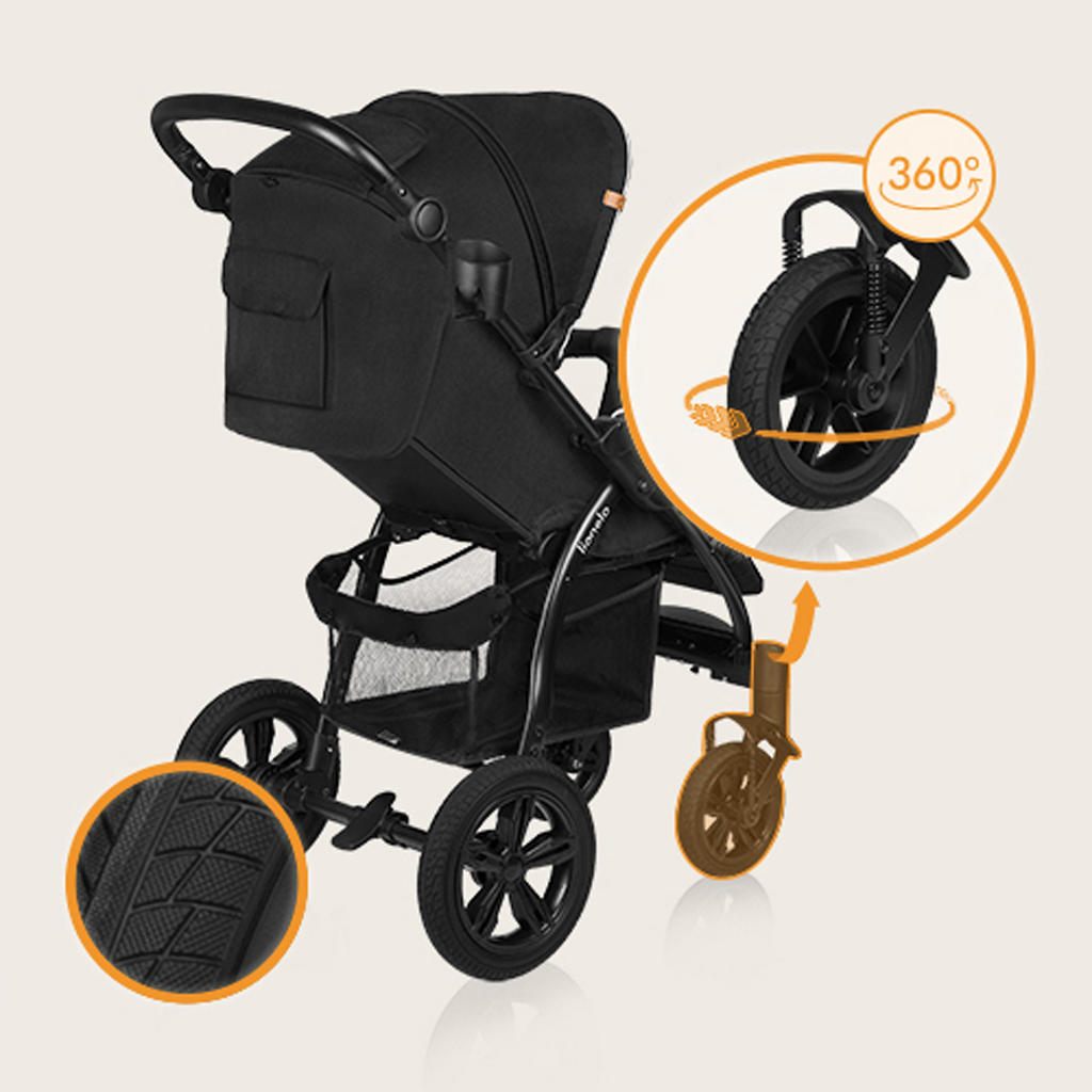 LIONELO Kočárek sportovní Annet Tour Black Carbon