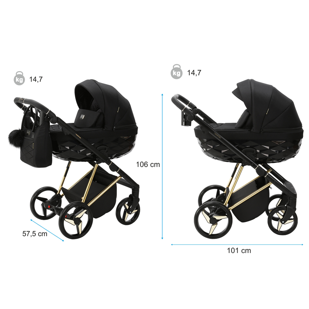 ADAMEX Kočárek kombinovaný Quantum Special Edition Black/Gold