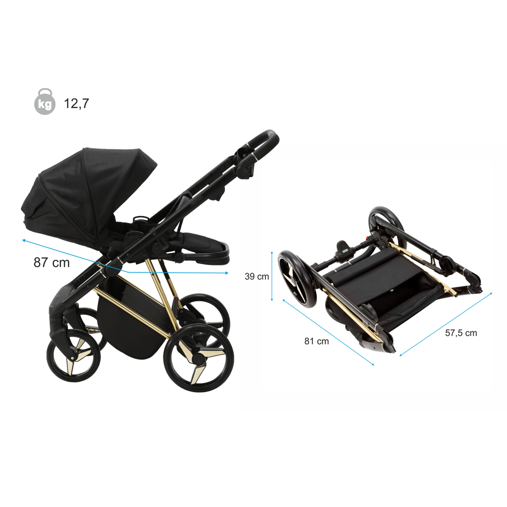 ADAMEX Kočárek kombinovaný Quantum Special Edition Black/Gold