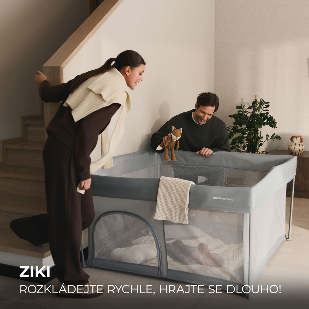KINDERKRAFT Ohrádka pro děti skládací Ziki Light Grey