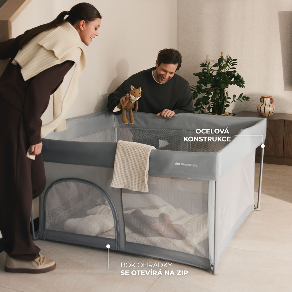KINDERKRAFT Ohrádka pro děti skládací Ziki Light Grey