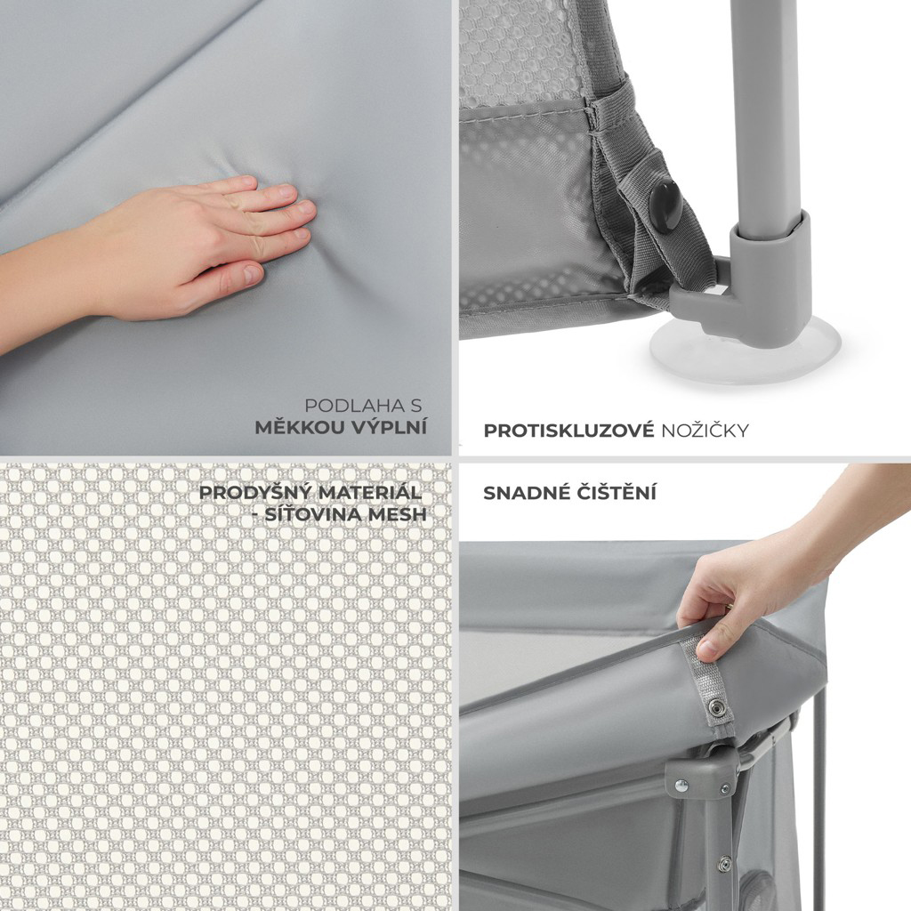 KINDERKRAFT Ohrádka pro děti skládací Ziki Light Grey