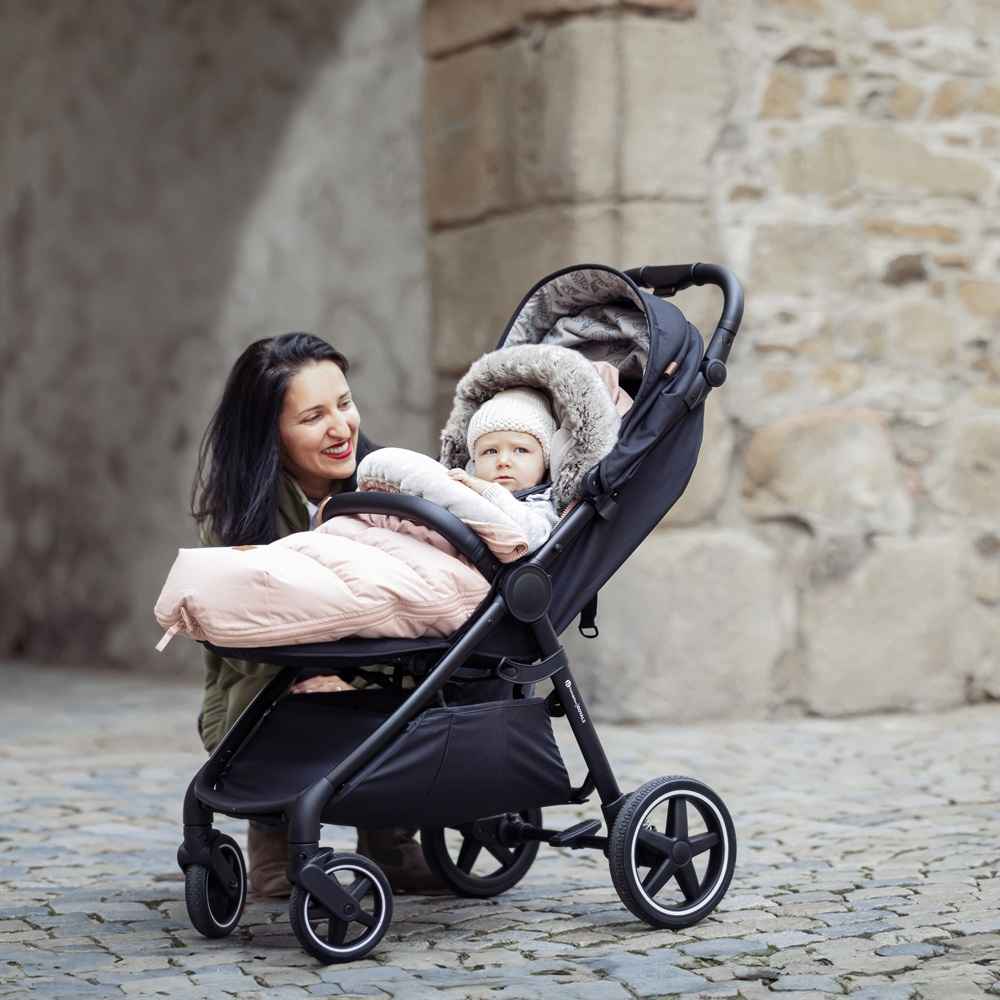 PETITE&amp;MARS Set zimní fusak Comfy 4v1 + rukavice na kočárek Furry Veritable Khaki