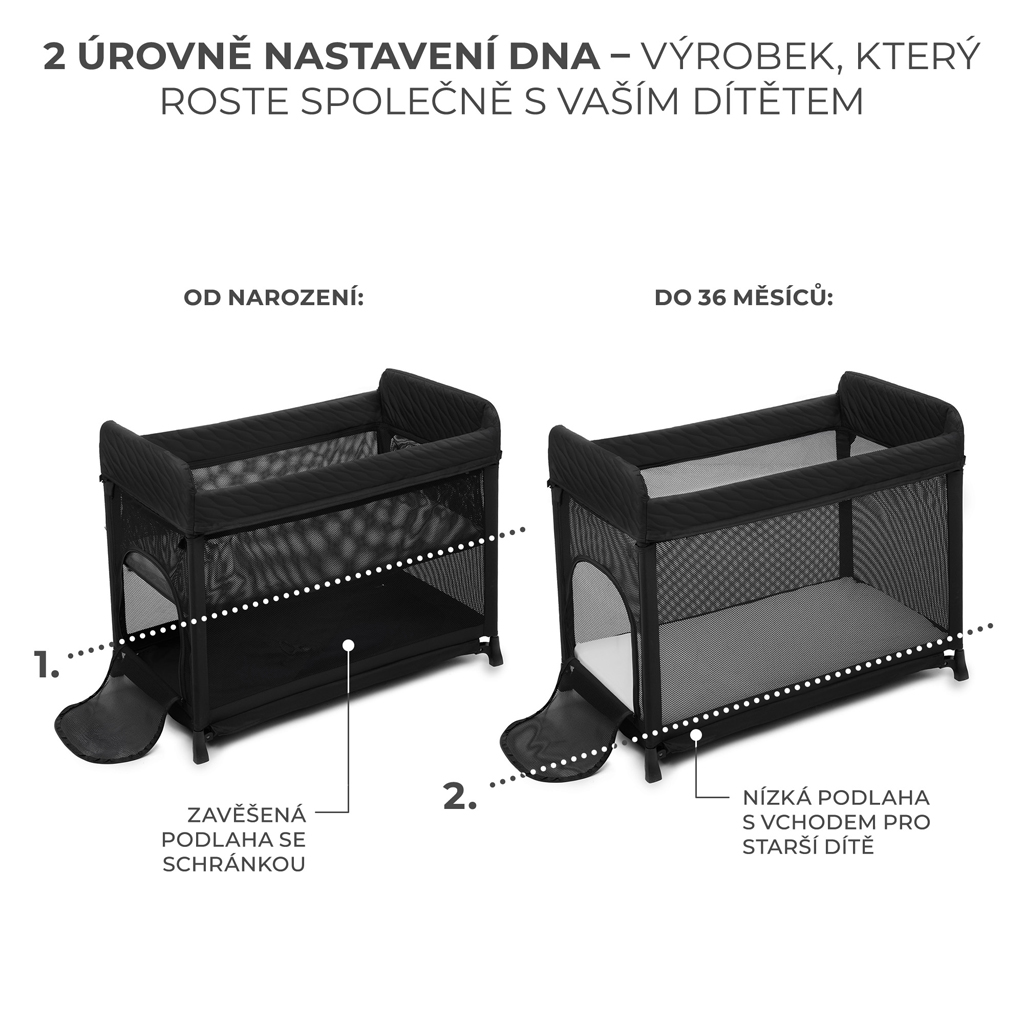 KINDERKRAFT SELECT Postýlka cestovní Moon Dream Black