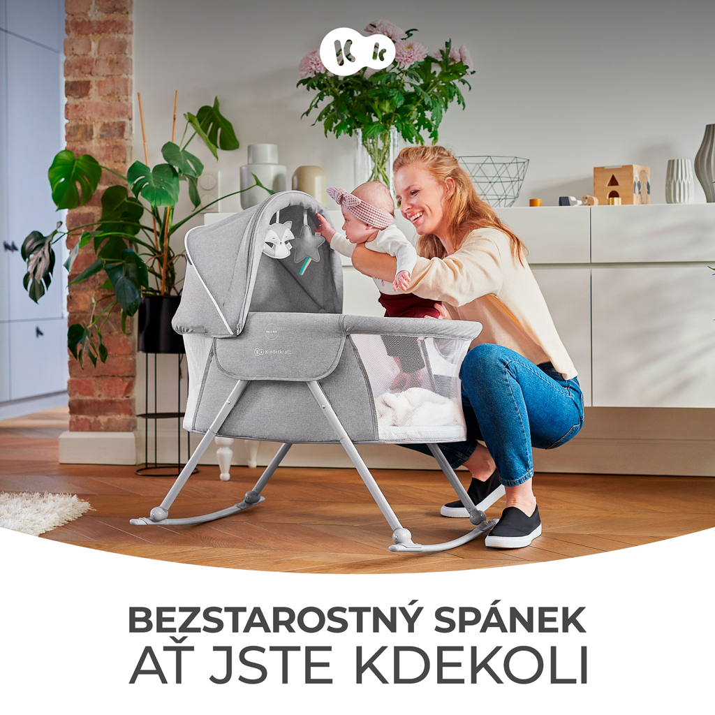 KINDERKRAFT Postýlka dětská 3v1 Lovi Beige