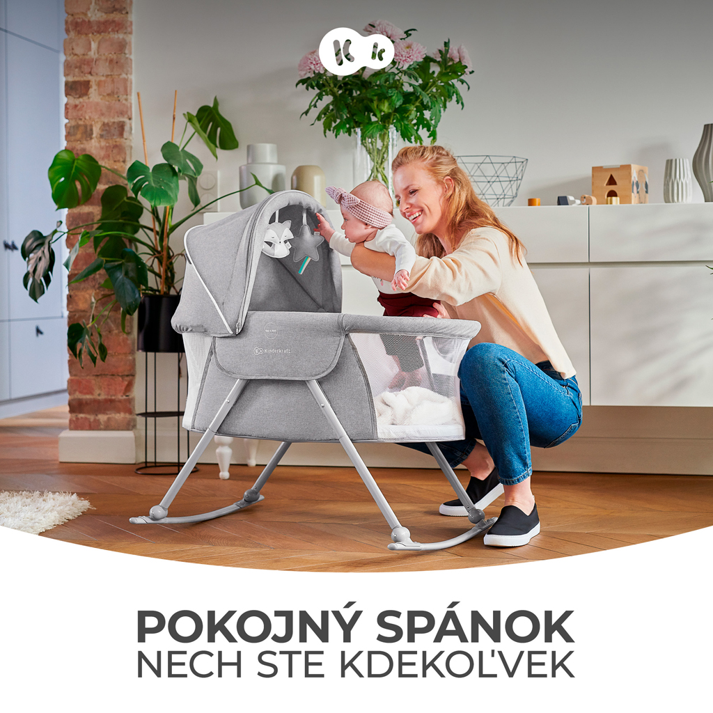KINDERKRAFT Postýlka dětská 3v1 Lovi Beige