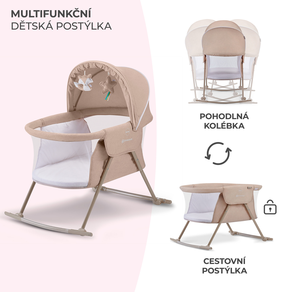 KINDERKRAFT Postýlka dětská 3v1 Lovi Beige