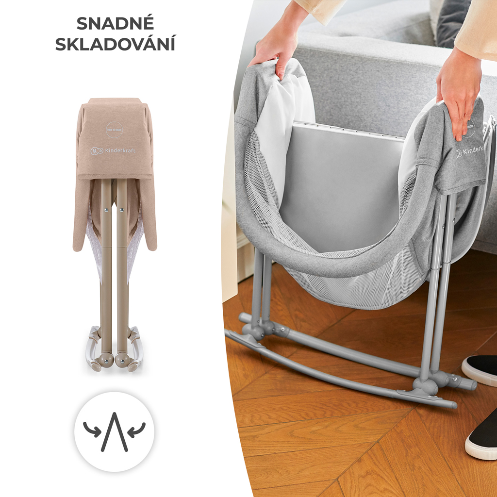 KINDERKRAFT Postýlka dětská 3v1 Lovi Beige