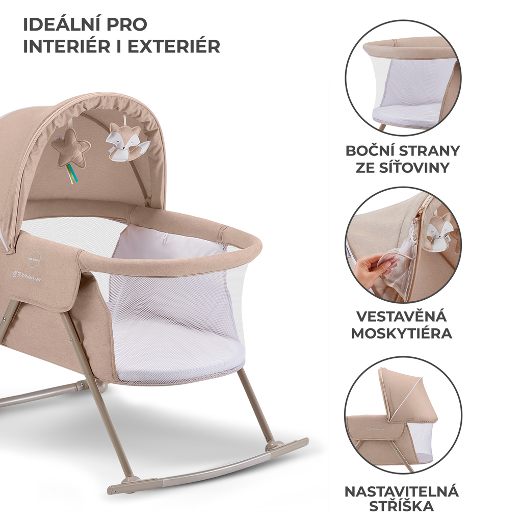 KINDERKRAFT Postýlka dětská 3v1 Lovi Beige