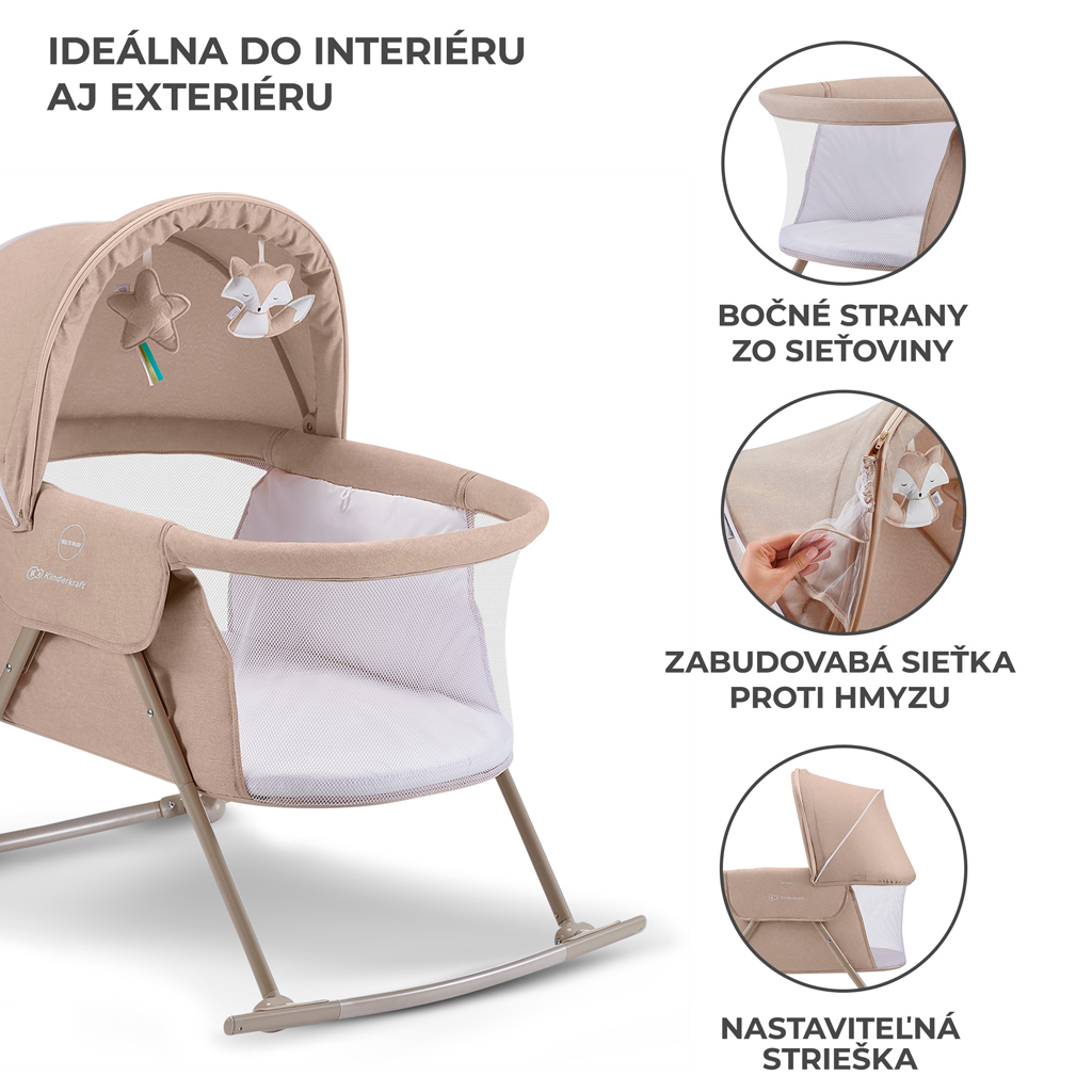 KINDERKRAFT Postýlka dětská 3v1 Lovi Beige