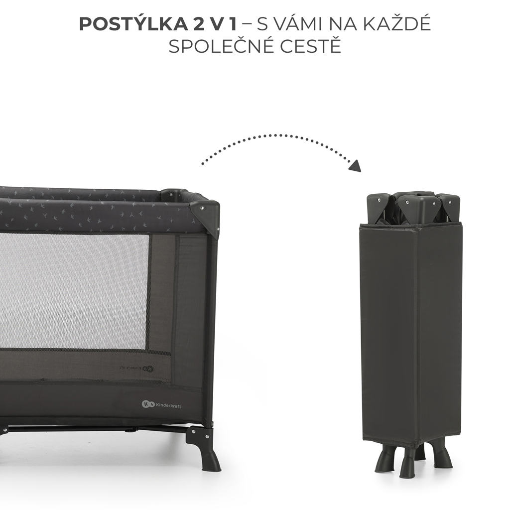 KINDERKRAFT Postýlka cestovní Joy Light grey
