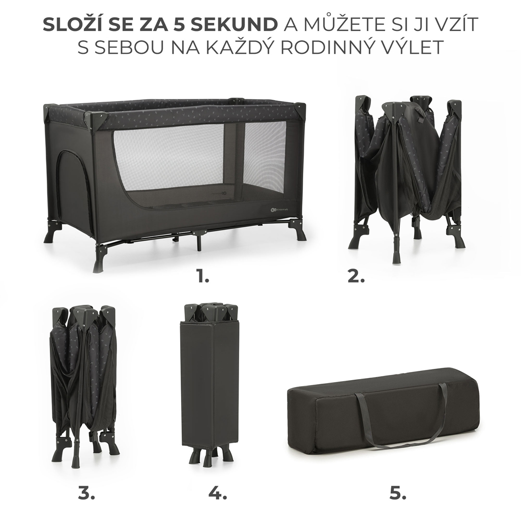 KINDERKRAFT Postýlka cestovní Joy Light grey