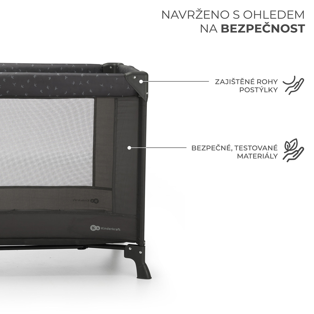 KINDERKRAFT Postýlka cestovní Joy Light grey