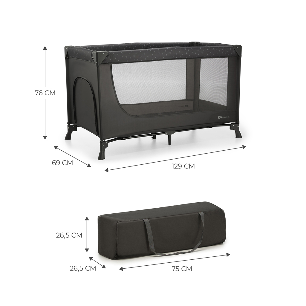 KINDERKRAFT Postýlka cestovní Joy Light grey